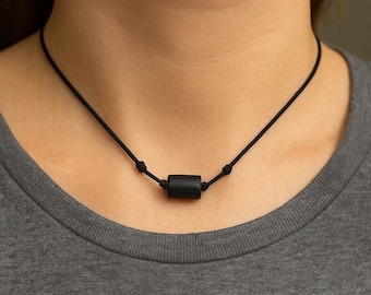 Ultimate Protection Necklace – Raw Black Tourmaline on Silk Cord | Adjustable Jewelry for Men & Women | Handmade Spiritual Amulet