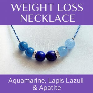 Weight Loss Crystal Necklace: Apatite, Aquamarine & Lapis Lazuli, Sterling Silver