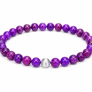 Premium Sugilite Bracelet | Genuine 6mm Sugilite Gemstones | Sterling Silver Accent | Rare Purple Gemstone Jewelry | Handmade in Canada