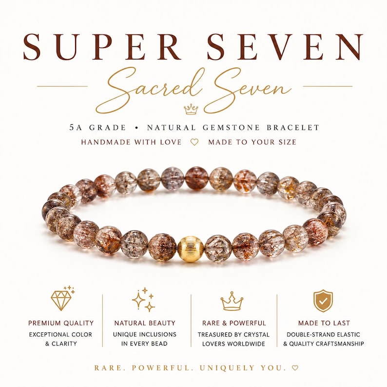 super seven sacred seven gemstone bracelet with 18k gold accent bead