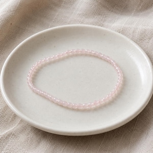Rose Quartz Bracelet + FREE RING | 4mm A+ Genuine Natural Gemstones | 18K Gold Filled - Sterling Silver | Dainty Faceted Pink Crystals