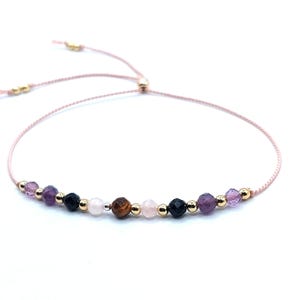 Empath Protection Bracelet, Black Tourmaline, Pyrite, Fluorite, Amethyst, Rose Quartz, Minimalist, Custom, Gold Filled or Sterling Silver