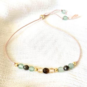 Dainty Abundance Bracelet for Women | Pyrite Citrine Aventurine Tiger's Eye Crystals | Wealth & Prosperity Gemstone Bracelet for Success