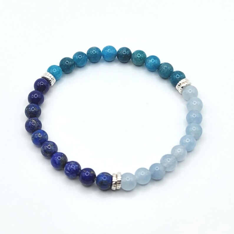Weight Loss Bracelet - Elegant Wellness Jewelry, Lapis Lazuli, Aquamarine, and Apatite Gemstones, Canadian Made, Free Shipping