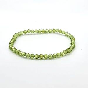 Dainty A+++ Peridot Bracelet for Women, 4mm, Stretch, Gold Filled or Silver, Natural Crystal Healing Jewelry for Her, August Birthstone Gift