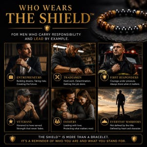 The Shield herenarmband, tijgeroog hematiet gouden obsidiaan armband, luxe drievoudige beschermingsarmband voor mannen, cadeau voor hem afbeelding 8
