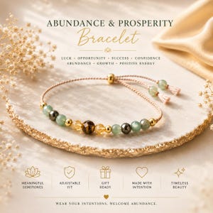 Pulsera de cristal de abundancia, delicadas gemas de citrino, pirita, aventurina y ojo de tigre de 4 mm, regalo de protección, prosperidad y longevidad para ella. imagen 6
