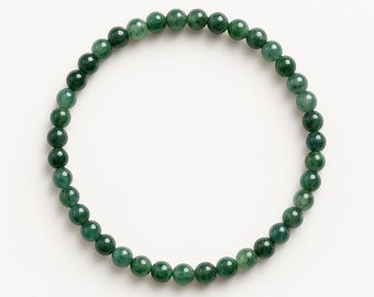 Beaded Moss Agate Bracelet for Women, 4mm Stackable Stretch Elastic Bracelet, Growth & Renewal Jewelry Gift For Mom, Wife, Handmade Canada