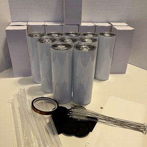 30 Oz STRAIGHT White Skinny Blank Sublimation, Slider Lid, Straw, With or  W/out Shrink Wrap, RTS, Sublimate Blank Tumblers, Bulk Tumblers 