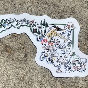 Pegatina grande con el mapa de Maryland