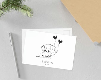 Fine Art Dashhound Postcards. Perfect gift card for Valentine and dog lovers
