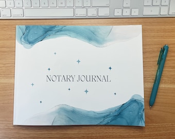 Paperback Notary Public Journal/Log Horizontal - US Letter Landscape (11 in x 8.5 in) - Blue Jade Sparkes