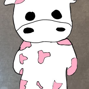 イチゴ 牛 ピンク 白 動物 ステッカー ビニール