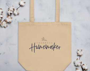 Sac fourre-tout en toile de femme au foyer reconnaissante / coton biologique / sac fourre-tout parfait pour l’église, les livres, l’épicerie, etc.