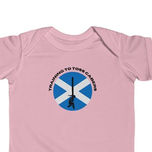 Onesie, Highland Games, Scottish Baby, Bodysuit, Training to Throw Caber, Scottish Flag