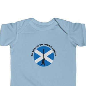 Onesie, Highland Games, Scottish Baby, Bodysuit, Training to Throw Caber, Scottish Flag