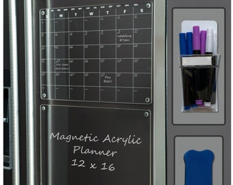 Magnetic Clear Calendar for Fridge with Blank Notes Board
