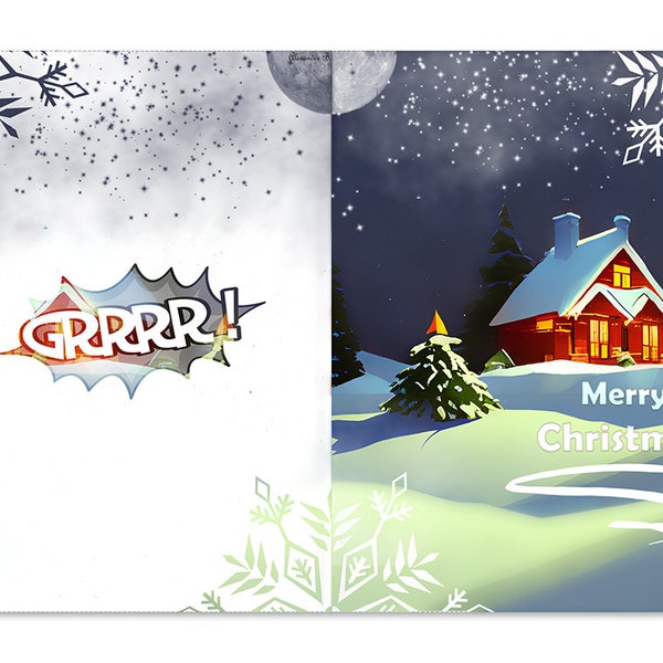 Printable Merry Christmas Card set, Printable Holiday Card, Happy Holidays Card, Instant Download