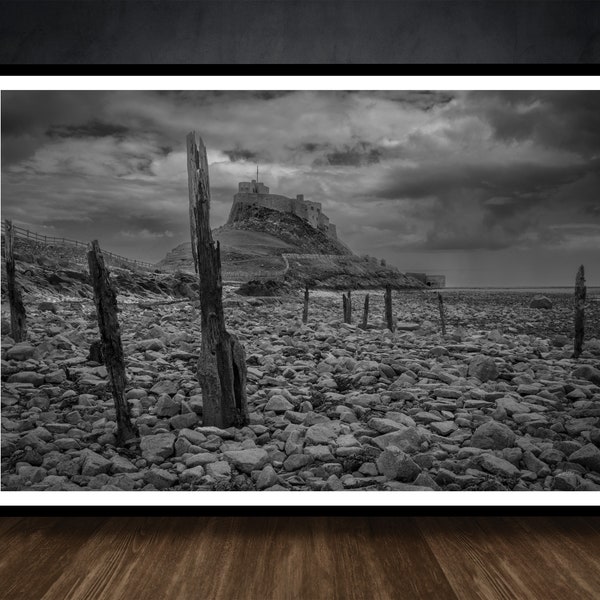 Lindisfarne Castle black and white - Digital Download - Instant Download