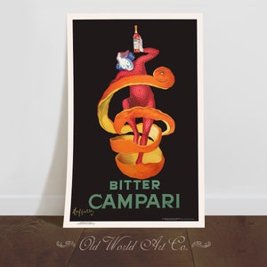 Arte de bar vintage, cartel de Campari, Campari amargo, cartel publicitario de alcohol vintage, Leonetto Cappiello, arte de pared vintage, decoración de bar vintage