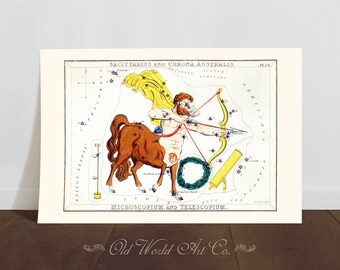 Sagittarius Star Map, Sagittarius Wall Art, Vintage Astrology Decor, Birthday Gift Her, Birthday Gift, Wall Decor, Zodiac Art Print, Centaur