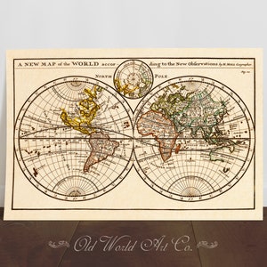 Map, Map Wall Art, Map Print, Vintage Map Decor, Wall Decor, Housewarming Gift, Closing Gift, Office Decor, Map of the World, Gifts for Him