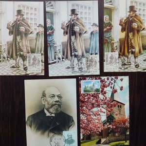 9 CARTOLINE d'epoca, MC, Maxi cartoline - dal BELGIO 1987-89, tutte diverse, Museo delle Poste, Opera Reale, Carrozza trainata da cavalli, Cane, Postino
