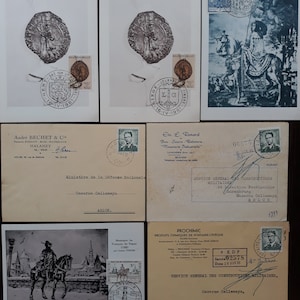 Conjunto de 31 postales vintage, MC, Maxi Cards - de BÉLGICA 1960-69, todas diferentes, trenes, ferrocarriles, museo postal, caballos, arte, pinturas
