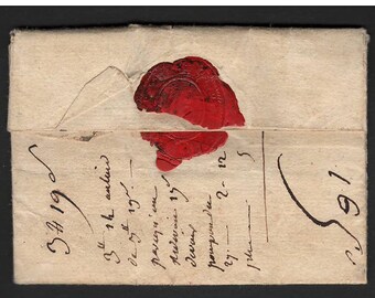 FRANCE 1791 - Very OLD, Pre Stamp Letter, Antique, Vintage Letter, Nice Piece of History!