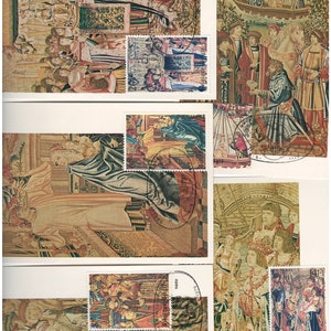 Set mit 5 MC, Maxikarten, POSTKARTEN - BELGIEN 1979, Museum, Kunst, Brüssel, Religion, Kirche Unserer Lieben Frau vom Sablon