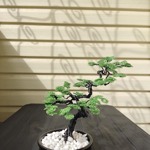 BONSAI TREE - Light Green APPLE Tree Sculpture - Wire Art , Leaves, Office Decoration, Art Decor, Unique Gift for Decor, Handmade Wire Tree