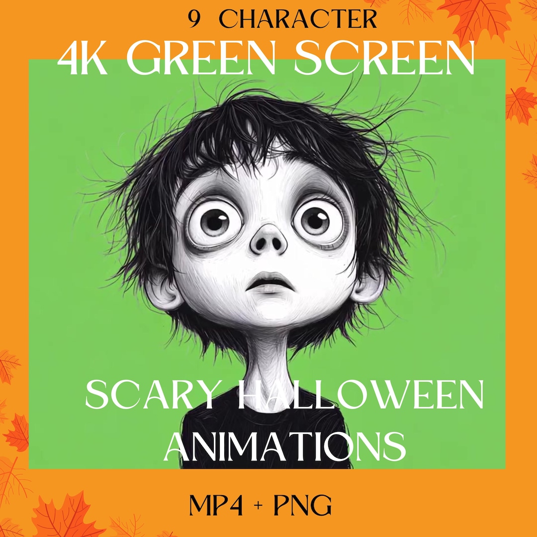 D5.1) 9-MP4(4K)+PNG( Transparent) Spooky Halloween Green Screen 4K ...