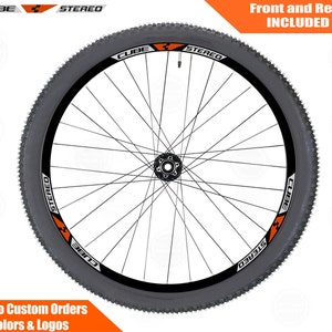 CUBE STEREO Bicycle Rim Decals Set, Sticker Pack for Two Wheels Fluorescent Neon Yellow.