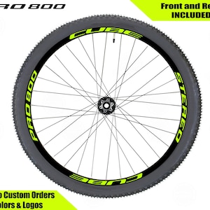 CUBE STEREO PRO 800 Bicycle Rim Decals Set, Sticker Pack for Two Wheels Fluorescent Neon Yellow