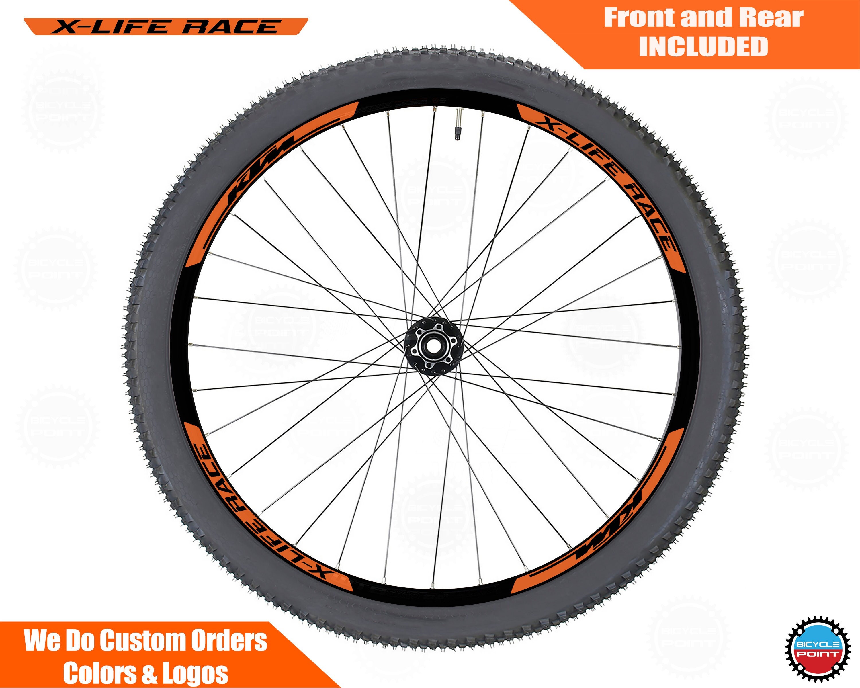 КТМ XLIFE RACE Bicycle Rim Decals Set, Sticker Pack for Two Wheels