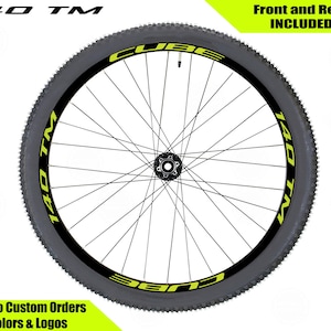 CUBE 140MT Bicycle Rim Decals Set, Sticker Pack for Two Wheels Fluorescent Neon Yellow