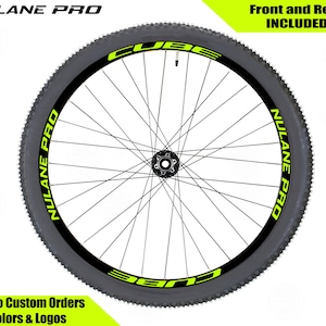 CUBE NULANE PRO  Bicycle Rim Decals Set, Sticker Pack for Two Wheels Fluorescent Neon Yellow