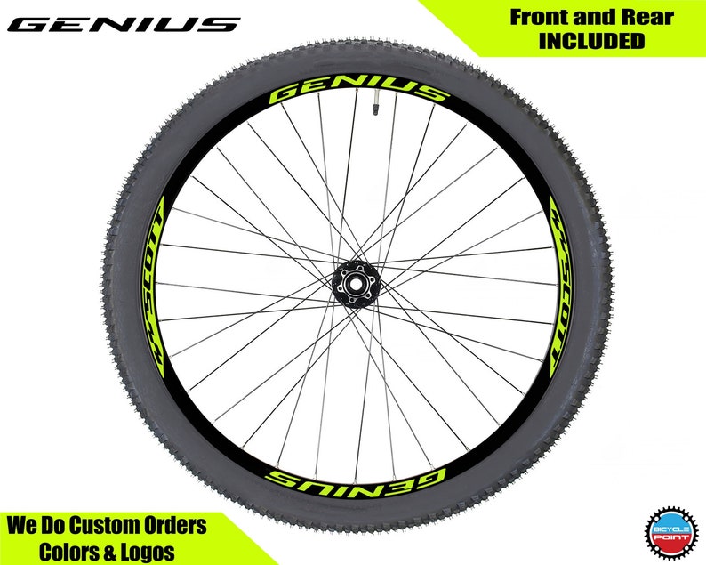 SCOTT GENIUS Bicycle Rim Decals Set, Sticker Pack for Two Wheels