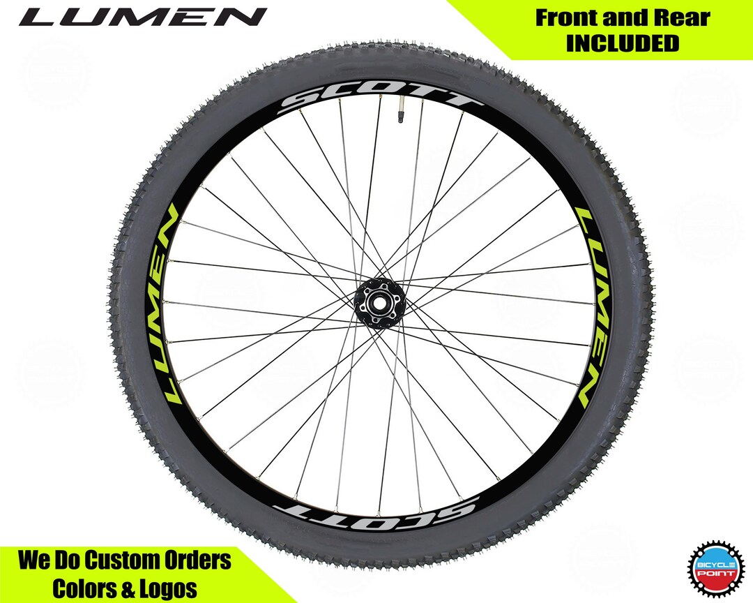 Lucent Rim Sign SCOTT LUMEN RC Rim Decals Set, Sticker Pack for Two Wheels Fluorescent ...