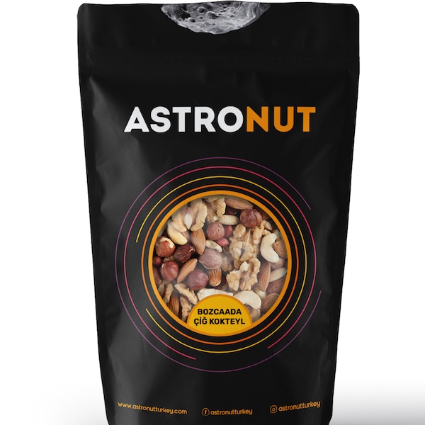 Astronut Bozcaada Raw Deluxe Mixed Nuts Cocktail 500g: Wholesome Blend of Almonds, Walnuts, Peanuts, Cashews & Hazelnuts!