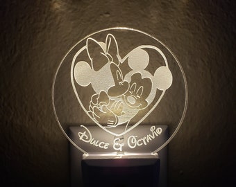 Cute Mickey & Minnie Plug-in LED Night Light | Auto Dusk-to-Dawn Sensor, Bright Nightlights