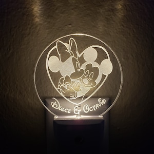 Cute Mickey & Minnie Plug-in LED Night Light | Auto Dusk-to-Dawn Sensor, Bright Nightlights