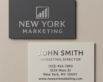 Raised Silver Foil Spot UV Gloss Suede Business Cards (2" x 3.5" U.S Standard Business Card Size)