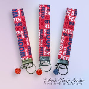 Fabric Wristlet Key Fob Keychains Pet Paws