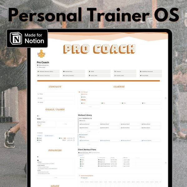 Personal Trainer Template, Notion PT CRM, Personal Trainer Client Manager, Workout Planner, Client Manager, Health & Fitness Coach