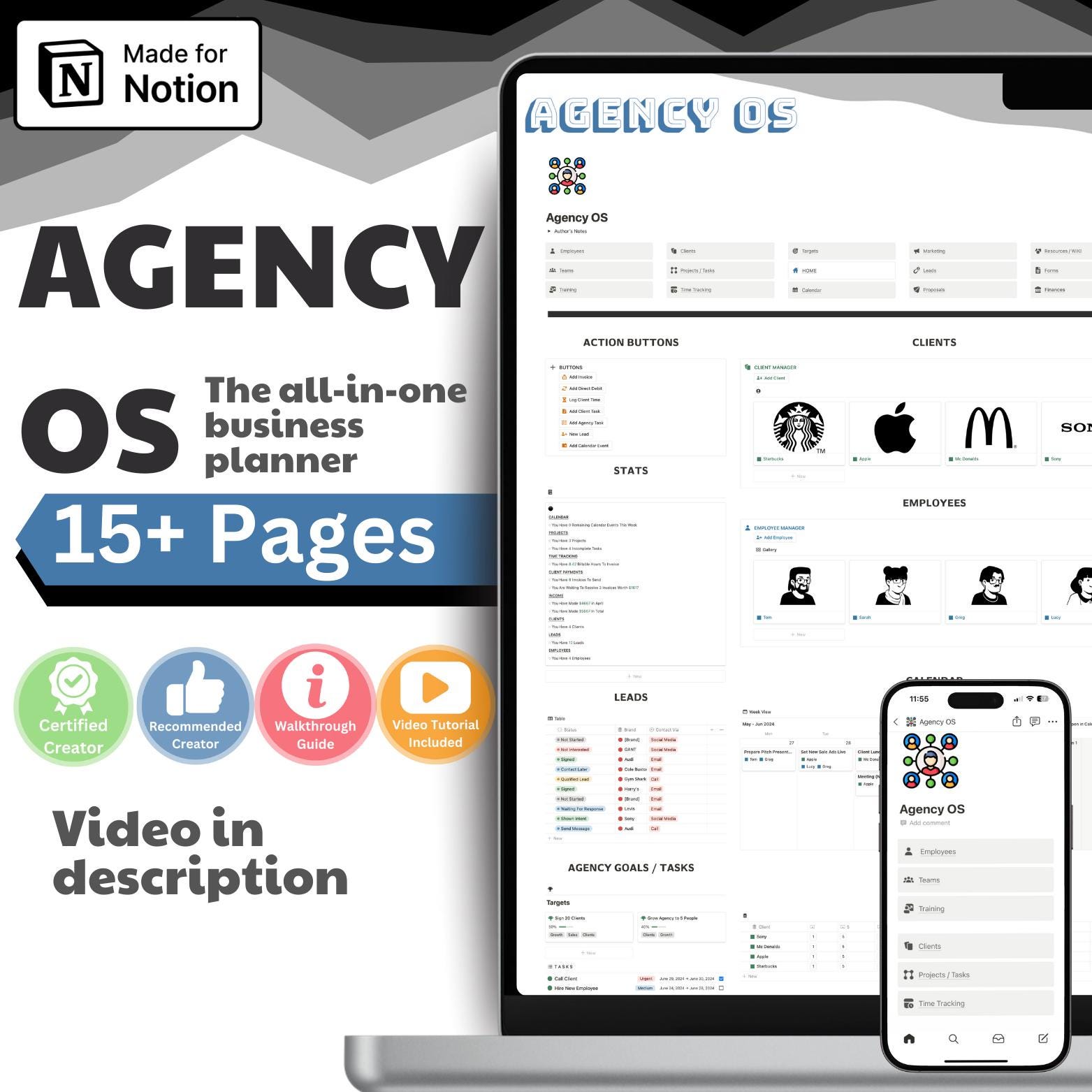 Notion Agency Planner Template, CRM, Client Portal, Business Template ...