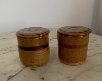 Pair of Glazed Ceramic Lidded Jars by Frank Matranga 1960's