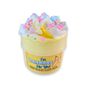 I’m Bananas for You - jelly cube slime - Scented Slime - ASMR - Sensory Slime - Clay sprinkles and charm included