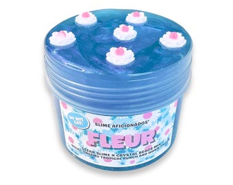 FLEUR - boules de cristal + mini perles de verre parfumées slime transparent - slime croquant - ASMR - slime sensoriel - avec breloques incluses