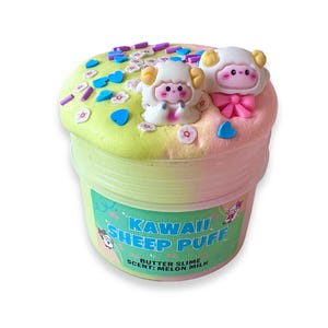 Kawaii Sheep Puff - butter slime - scented Slime - ASMR - Sensory Slime - charms and clay sprinkles included